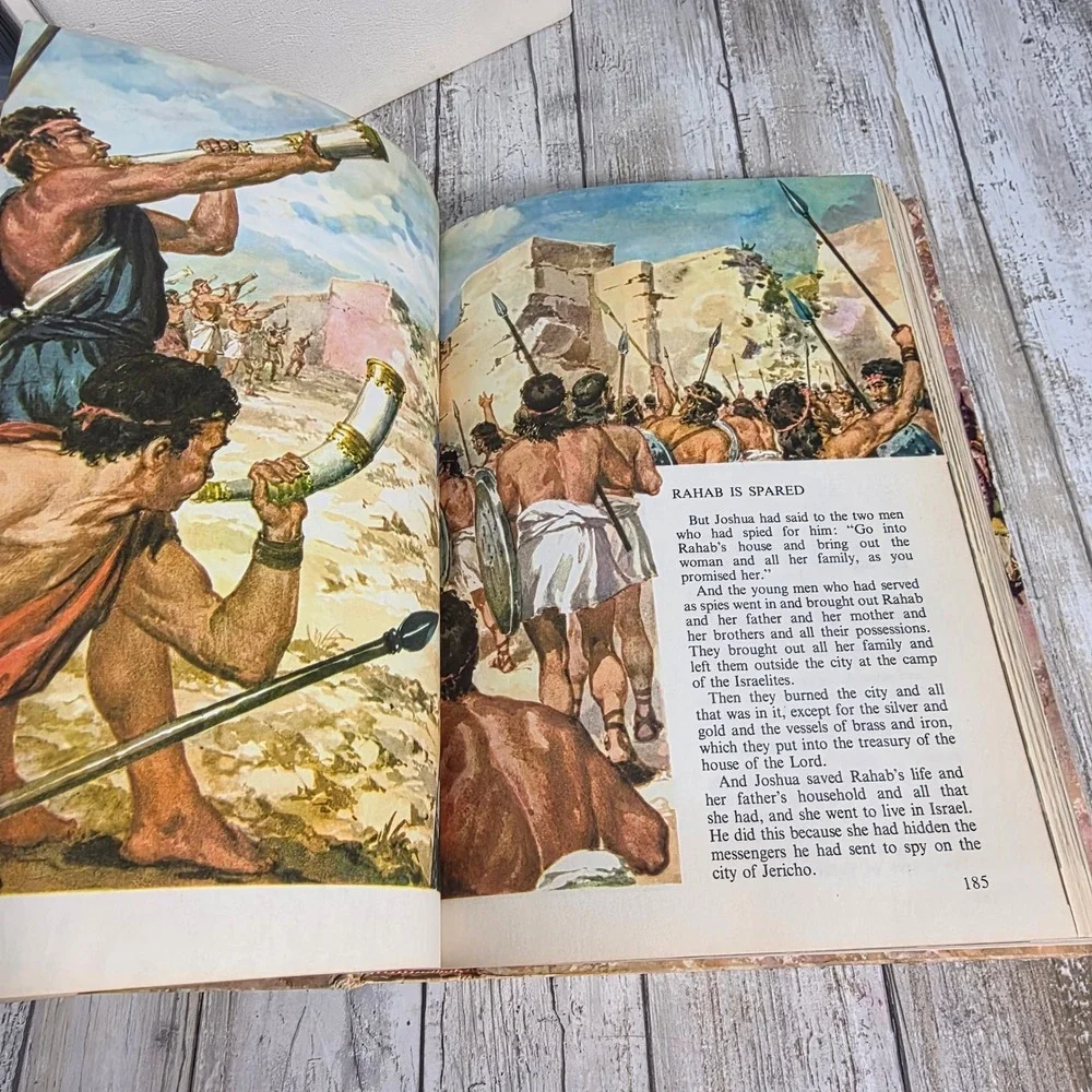 Vintage 1968 Catholic Holy Bible and Golden Press Childrens Bible Set 2 Books